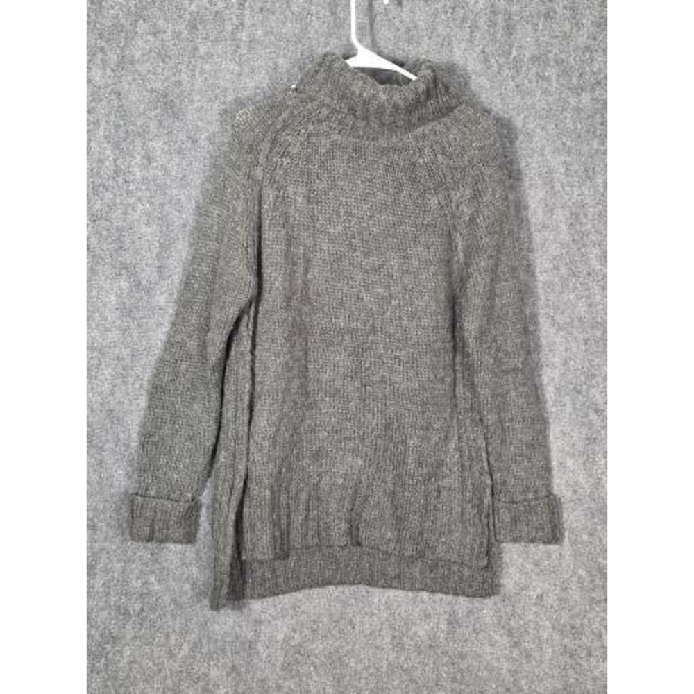 Womens M Sweater Tunic Gray Wool Blend Chunky Knit Cowl Neck Ruby Moon Oversized